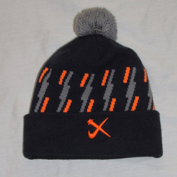 Nike Cross Nationals Hat Beanie Blue Pom Pom Swoosh Run Running Reversible - Picture 2 of 5